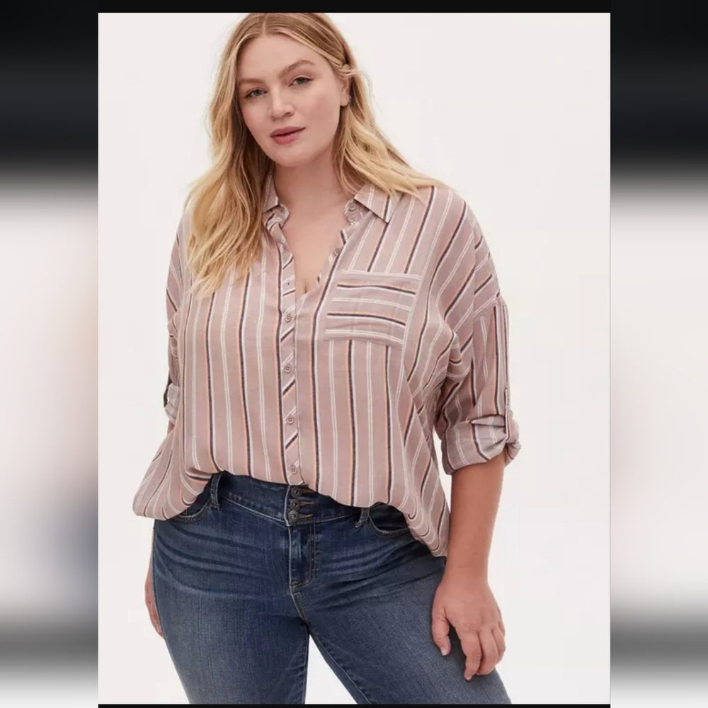 Torrid Lindsay Drop Shoulder Button Down Shirt Size 3X